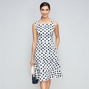 TALBOTS Tiered Sleeveless Cotton Dress Size 16 Square Neck‎ Lined w/Pockets NEW